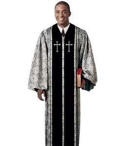 Men's Clergy Robe Bishop H55 - Silver Damascene Men's Clergy Robe Bishop H55 - Silver Damascene