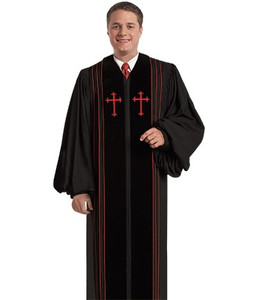 Men's Pulpit Robe Bishop - Black Wonder Crepe - H4 Men's Pulpit Robe Bishop - Black Wonder Crepe - H4