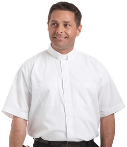 Murphy Men's Clergy Shirt Short Sleeve (Tab Collar) - White Broadcloth