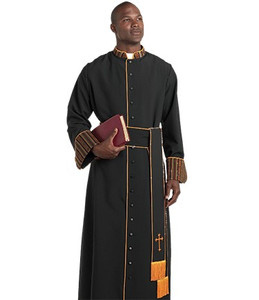 Cassock H108 - Woven Kente & Black Viva Cassock H108 - Woven Kente & Black Viva