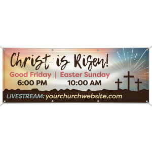 Customizable Outdoor Vinyl Banner - Easter - Calvary Sunrise - BSP211400 Customizable Outdoor Vinyl Banner - Easter - Calvary Sunrise - BSP211400