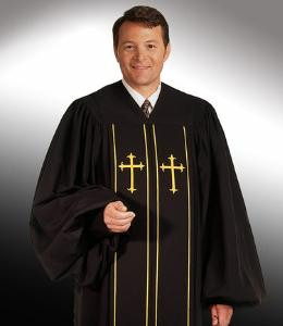Men's Pulpit Robe Pilgrim - Black Viva - H3 Men's Pulpit Robe Pilgrim - Black Viva - H3