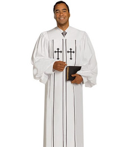 Men's Pulpit Robe Cleric H6 - White Wonder Crepe Men's Pulpit Robe Cleric H6 - White Wonder Crepe