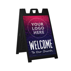 Welcome Logo Brick Style - Deluxe A-Frame Sandwich Board Street Signs (24"x36") - Black Welcome Logo Brick Style - Deluxe A-Frame Sandwich Board Street Signs (24"x36") - Black