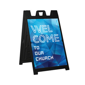 Welcome To Our Church Crystal Style - Deluxe A-Frame Sandwich Board Street Signs (24"x36") - Black Welcome To Our Church Crystal Style - Deluxe A-Frame Sandwich Board Street Signs (24"x36") - Black