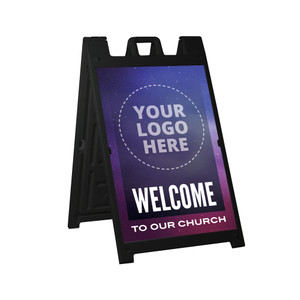 Welcome Logo Galaxy Style - Deluxe A-Frame Sandwich Board Street Signs (24"x36") - Black Welcome Logo Galaxy Style - Deluxe A-Frame Sandwich Board Street Signs (24"x36") - Black