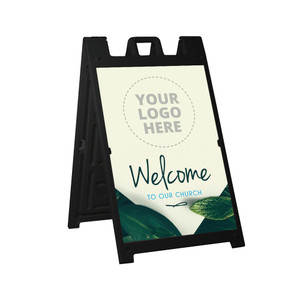 Welcome Logo Greenery Style - Deluxe A-Frame Sandwich Board Street