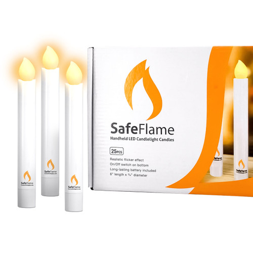 SafeFlame Amber Flickering LED Battery Candles (Pack of 25)