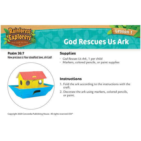 God Rescues Us Ark Craft (Pack of 12) - Rainforest Explorers VBS 2020 by CPH