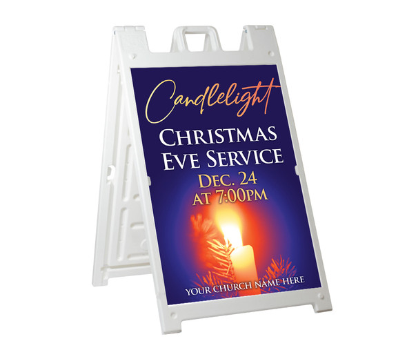 Christmas - Candlelight Service - Deluxe A-Frame Sandwich Board Street Signs (24"x36") - AF90980