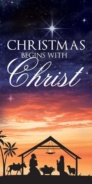 Church Banner - Christmas - A Savior Is Born - Sunset - Begins With Christ