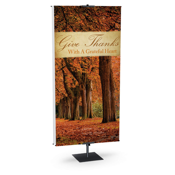 Church Banner - Fall & Thanksgiving - Give Thanks With A Grateful Heart