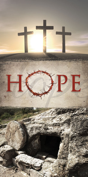 Church Banner - Easter - Hope Three Crosses and Crown