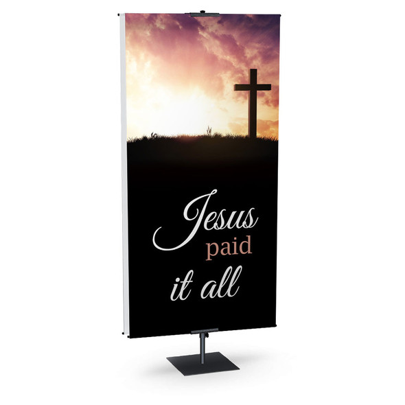 Church Banner - Easter - Jesus Paid It All Cross