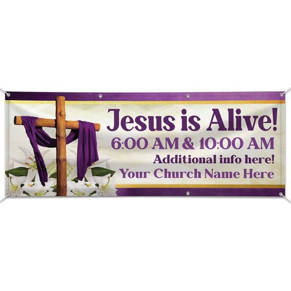 Customizable Outdoor Vinyl Banner - Easter - Jesus is Alive