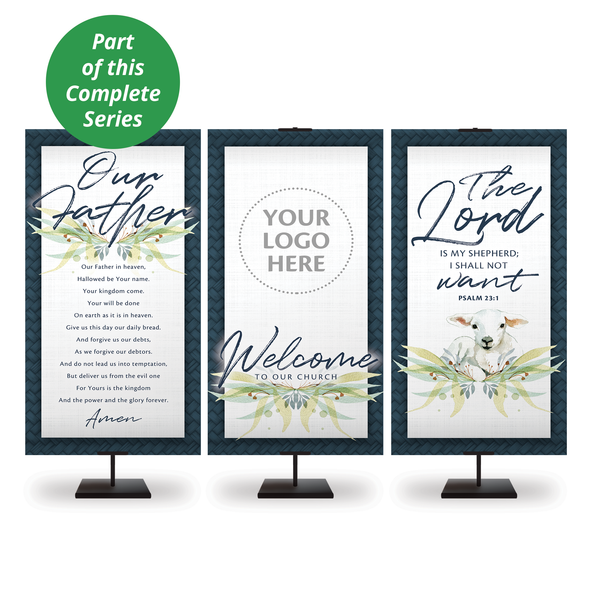Church Banner - Praise and Worship - Scripture Greens Series - Welcome