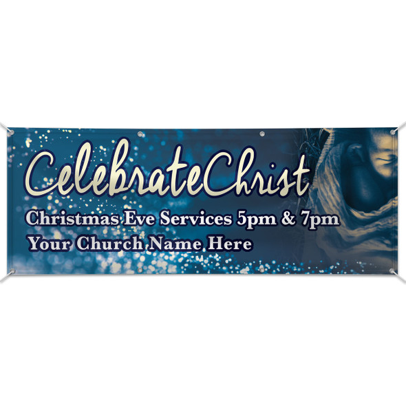 Customizable Outdoor Vinyl Banner - Christmas - Celebrate Christ