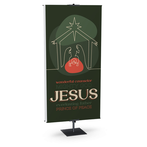 Church Banner - Christmas - Abstract Emerald Advent - Jesus
