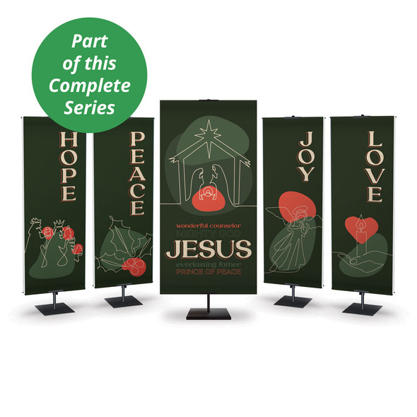 Church Banner - Christmas - Abstract Emerald Advent - Love