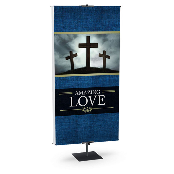 Church Banner - Easter - Amazing Love Three Crosses