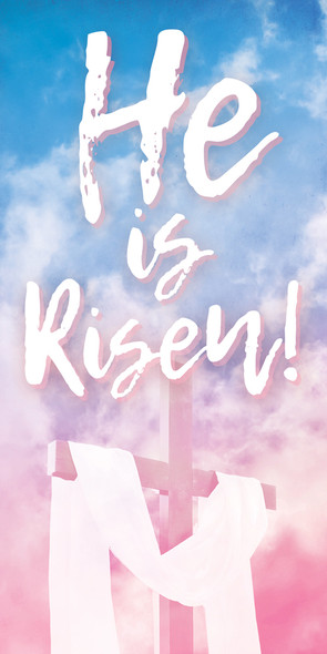 Church Banner - Easter - He Is Risen Blue Pink
