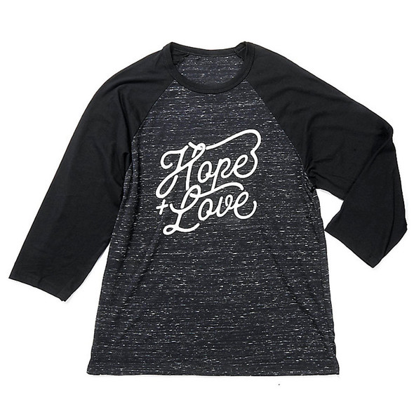 Hope and Love Baseball T-shirt, Black Marble, Adult X-Large