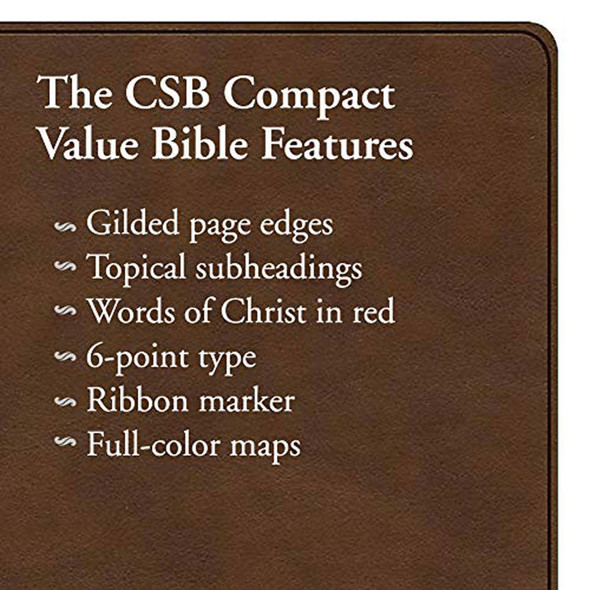 CSB Compact Bible, Brown LeatherTouch, Value Edition