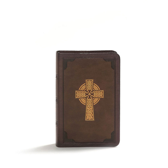 CSB Large Print Compact Reference Bible, Celtic Cross Brown LeatherTouch