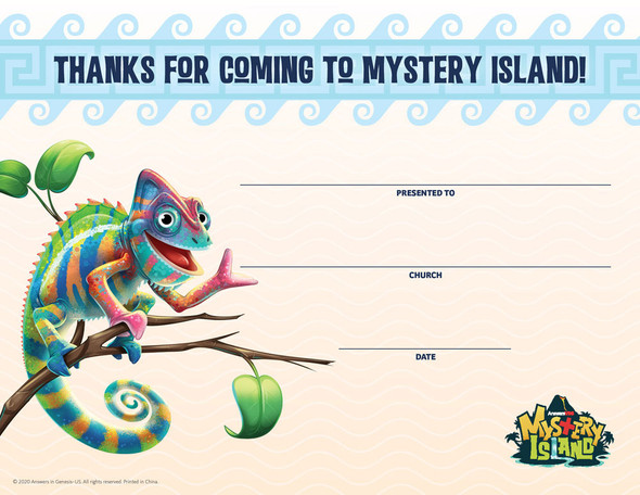 Certificate: Visitor Appreciation (Pack of 10) - Mystery Island VBS 2020 by Answers