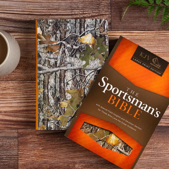 KJV Sportsman's Bible: Large Print Personal Size Edition, Mothwing Camouflage LeatherTouch - Bulk Case of 12