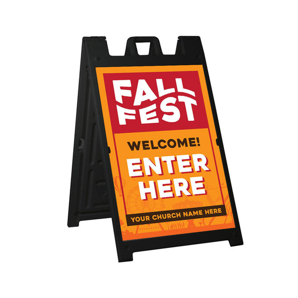locofrank サイン入り 販促ポスター A2 Signs Orange Carnival Fall Fest - Deluxe A-Frame Sandwich Board Street