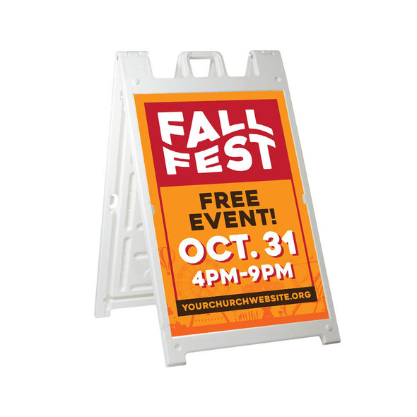 Orange Carnival Fall Fest Welcome - Deluxe A-Frame Sandwich Board