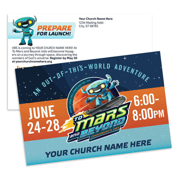 Customizable VBS Postcards - To Mars and Beyond -  PC91016