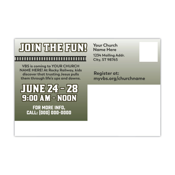 Customizable VBS Postcards - Rocky Railway -  PC90502 - back