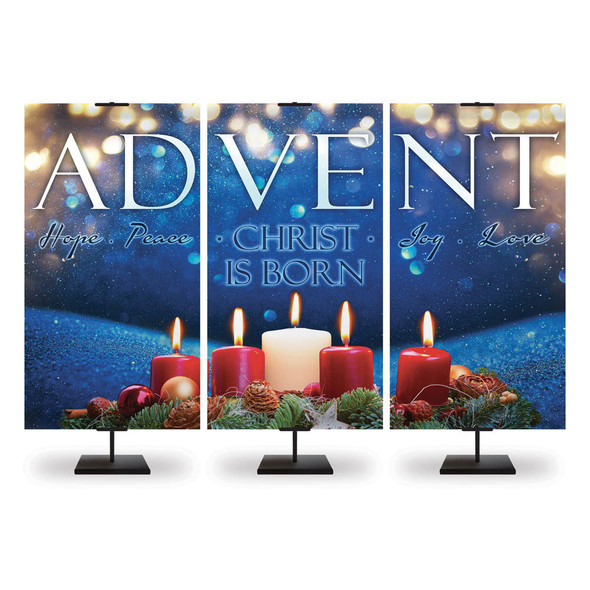 Church Banner - Red Candle Advent - Advent Triptych