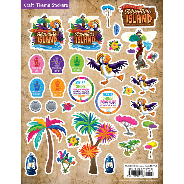 Craft Theme Stickers  - Pk of 12 - Discovery on Adventure Island - VBS 2022 by Cokesbury