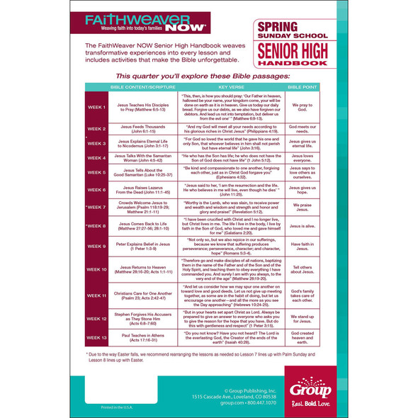 FaithWeaver NOW Senior High Handbook - Spring 2023