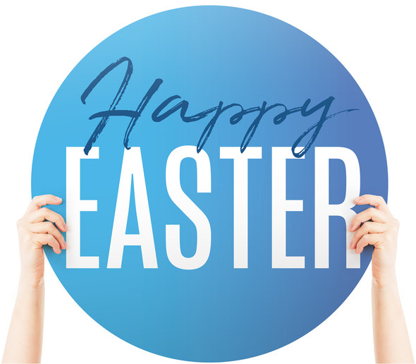Handheld Sign Foam Boards - Blue Day Easter - 24" x 24" Circle