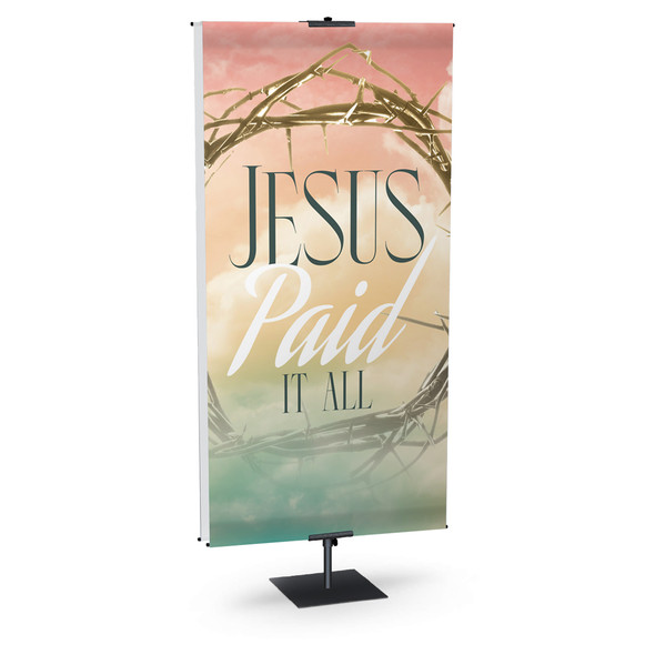 Church Banner - Jesus Paid It All - Bright Sky Easter
