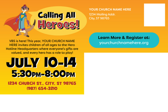 Custom VBS Postcards - Hero Hotline VBS - PCHER001