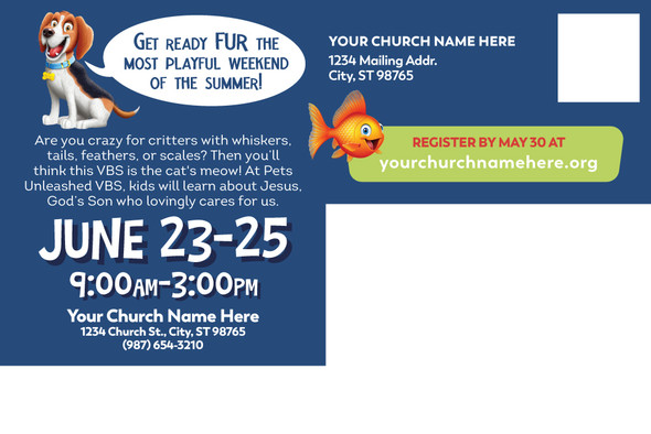 Custom VBS Postcards - Pets Unleashed VBS - PCPET002