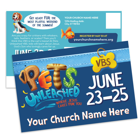 Custom VBS Postcards - Pets Unleashed VBS - PCPET001