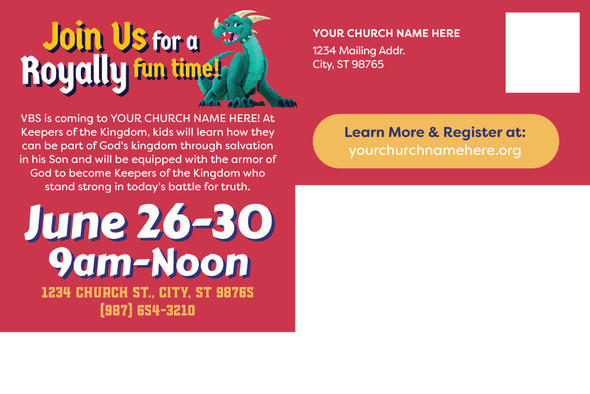 Custom VBS Postcards - Keepers of the Kingdom VBS - PCKNG006