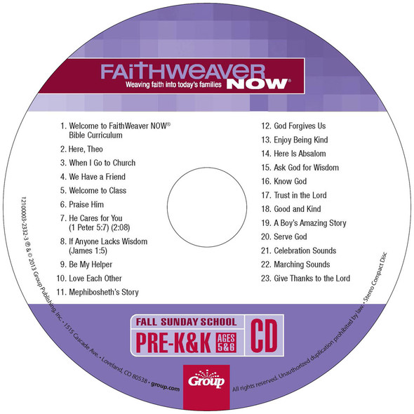 FaithWeaver NOW Pre-K&K CD - Fall 2023