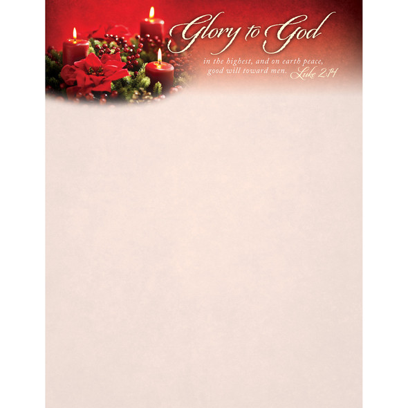 Letterhead - Christmas - Glory to God in the highest... - Luke 2:14 - Pack of 100 - H4175LH