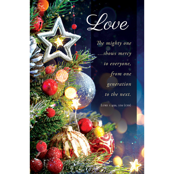 Church Bulletin - 11" - Advent - Love - The might one...shows mercy - Luke 1:49a, 50a - Pack of 100 - AP2192