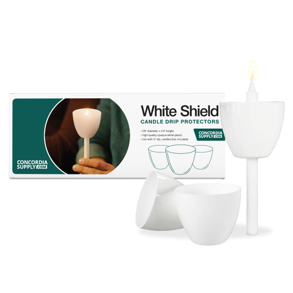 White Plastic Shield Drip Protectors (Pack of 50) Use with Candlelight Service Candles - 242470
