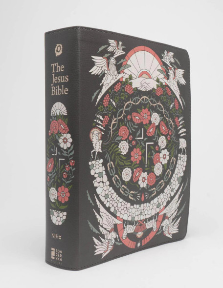 The Jesus Bible Artist Edition, NIV, Thumb Indexed, Leathersoft, Gray Floral, Comfort Print (Case of 8)