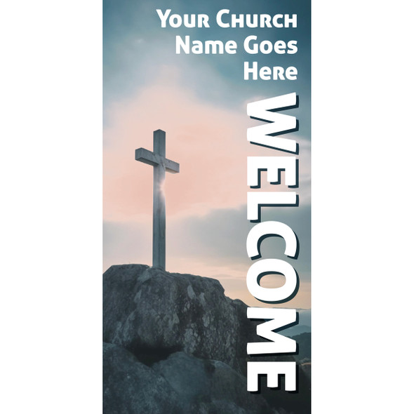 Church Banner - Welcome - Pastels and Cross