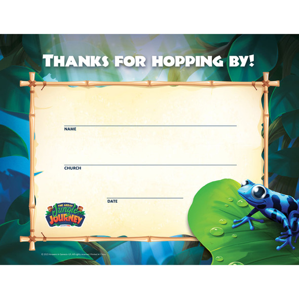 Visitor Certificate (Pack of 10) - Jungle Journey Answers VBS 2024